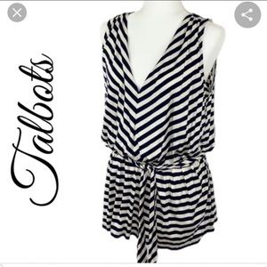 Talbots Striped Jersey Peplum Top Sz L NWT